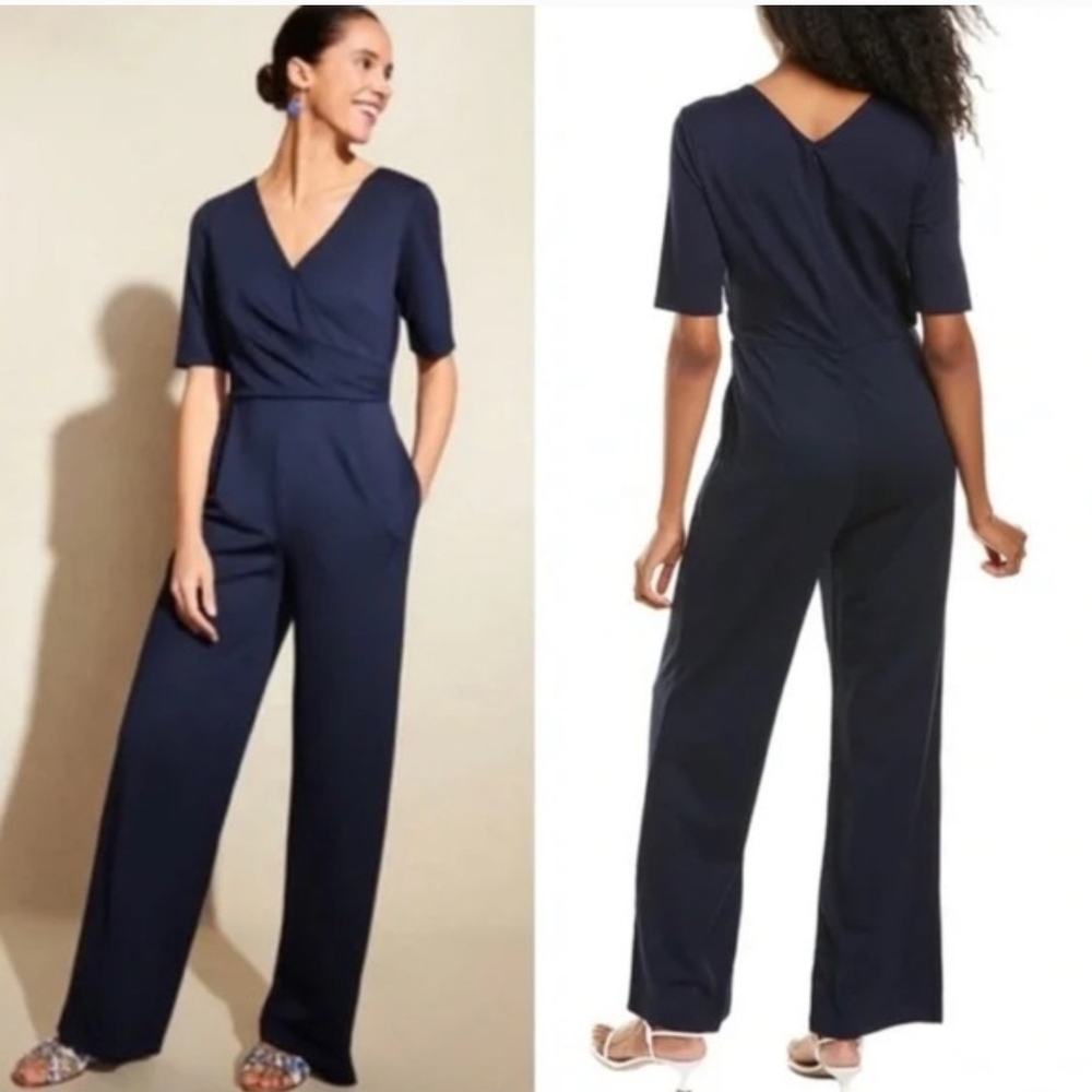 Classic Navy V-Neck Jumpsuit